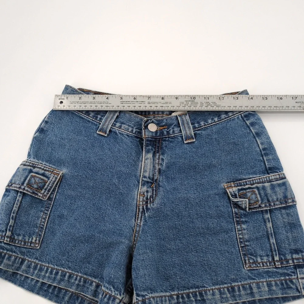 Vtg 1998 Levi's L2 Cargo Flap Pocket Denim Shorts Size 7 RARE Skater 90s Jorts